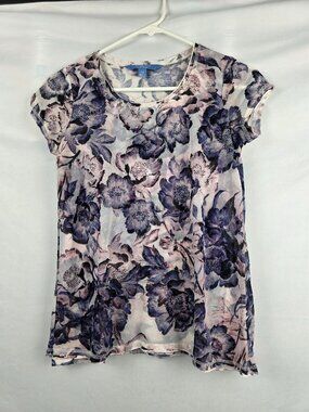 Simply Vera Vera Wang Short Sleeve Purple Floral Layered Blouse
